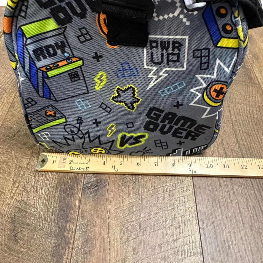 iscream Gamer Duffel Bag Kids Gray Video Game Print Overnight Sports Duffle
